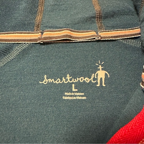 Smartwool Teal Classic Thermal Merino Base Layer 1/4 Zip Pullover - Picture 7 of 11